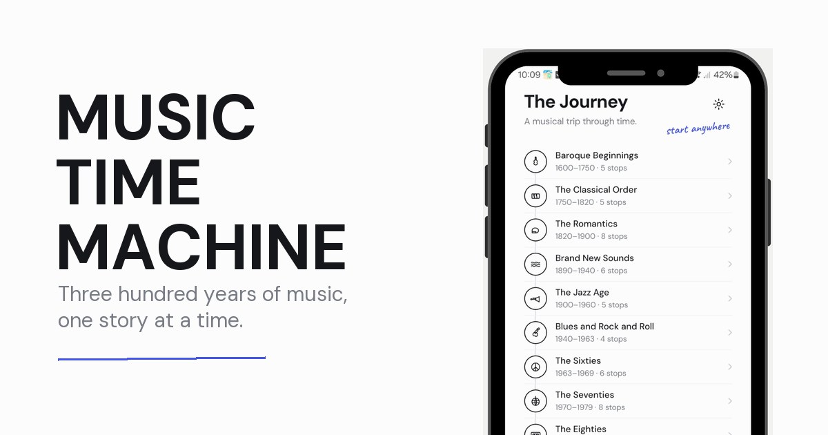 I made a free Android app that walks you through 300 years of music, one story at a time